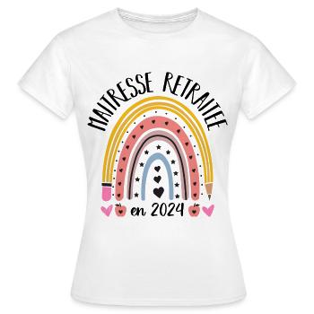 Maitresse retraitée 2024 cadeau maîtresse d' école - T-shirt Femme - blanc - Devant - AI Model Female 172 dark (172cm)