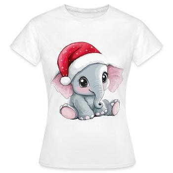 Elephant Christmas Cute Cute Christmassy - Women's T-Shirt - white - Front - AI Model Female 172 dark (172cm)