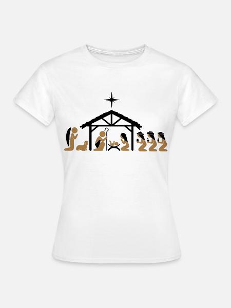 Weihnachtskrippe an Heiligabend - Frauen T-Shirt - Weiß