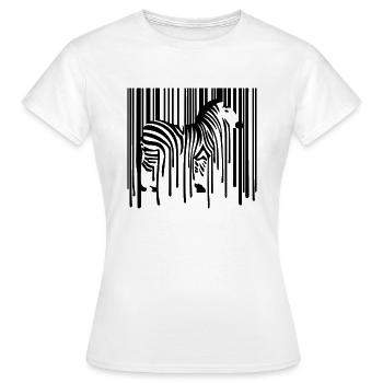 ZEBRA Barcode Drippy Graffiti Street Art - Frauen T-Shirt - Weiß - Vorne - AI Model Female 172 dark (172cm)