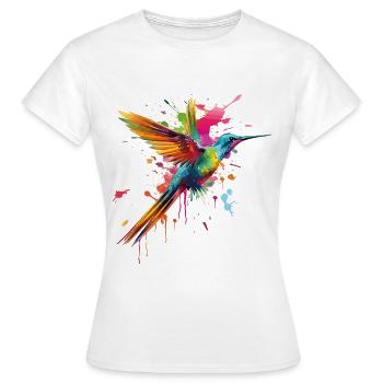 Colibri Oiseau Animal Art Aquarelle Splash Coloré - T-shirt Femme - blanc - Devant - AI Model Female 172 dark (172cm)
