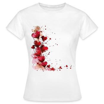 Herzen Herzmotiv Rot Liebe Romantisch Valentinstag - Frauen T-Shirt - Weiß - Vorne - AI Model Female 172 dark (172cm)