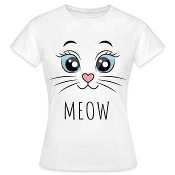 Meow Katze Augen Blau - Frauen T-Shirt - Weiß - Vorne - AI Model Female 172 dark (172cm)