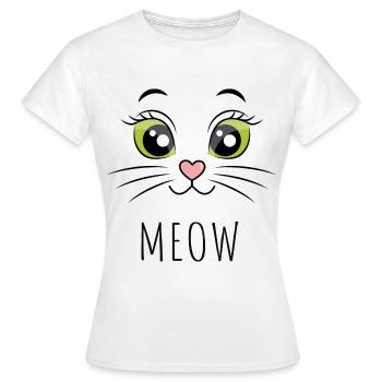 Meow Katze Augen Grün - Frauen T-Shirt - Weiß - Vorne - AI Model Female 172 dark (172cm)