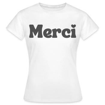 Merci - T-shirt Femme - blanc - Devant - AI Model Female 172 dark (172cm)