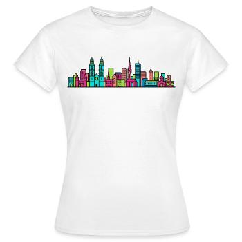 Zurich City Skyline Grossmunster Modern Art - Women's T-Shirt - white - Front - AI Model Female 172 dark (172cm)