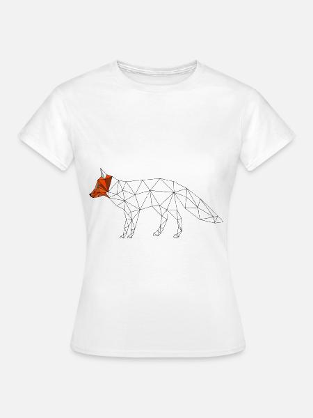 Fuchs geometrisch low poly bunter Kopf 3D Geschenk - Frauen T-Shirt - Weiß