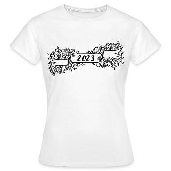 2023 Jahreswechsel Muster Geschenkidee - Frauen T-Shirt - Weiß - Vorne - AI Model Female 172 dark (172cm)