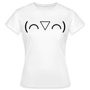 Lachendes Emote (⌒▽⌒) fröhlich Kaomoji - Frauen T-Shirt - Weiß - Vorne - AI Model Female 172 dark (172cm)