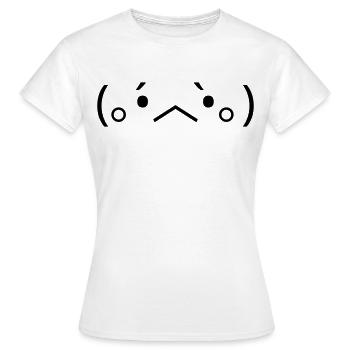 Sad Emote (。 •́︿•̀｡ ) disappointed - Women's T-Shirt - white - Front - AI Model Female 172 dark (172cm)