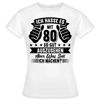 80. Geburtstag - Frauen T-Shirt - Weiß - Vorne - AI Model Female 172 dark (172cm)