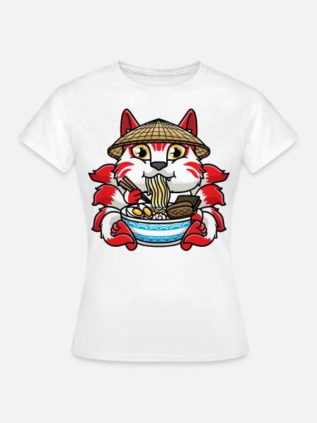 Kitsune Isst Ramen-nudeln Anime - Frauen T-Shirt - Weiß