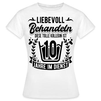 10 Jähriges Dienstjubiläum Firmenjubiläum - Frauen T-Shirt - Weiß - Vorne - AI Model Female 172 dark (172cm)