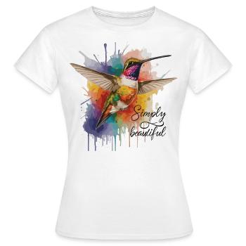 Simpel schön: Kolibri-Design - Frauen T-Shirt - Weiß - Vorne - AI Model Female 172 dark (172cm)
