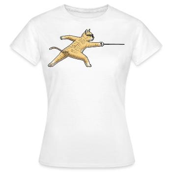 Escrime, Chat, Escrimeur, Épée, Combattant, Escrimeur - T-shirt Femme - blanc - Devant - AI Model Female 172 dark (172cm)