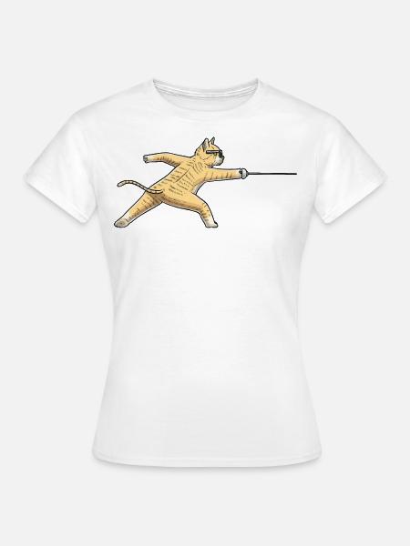 Fechten Katze Fechter degenkämpferfechter - Frauen T-Shirt - Weiß