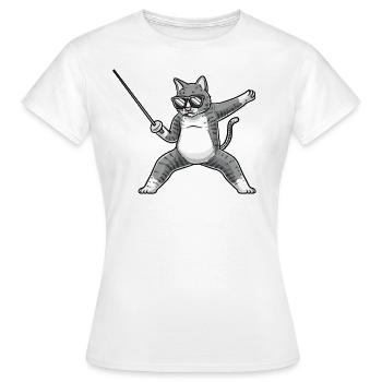 Escrime, Chat, Escrimeur, Épée, Combattant, Escrimeur - T-shirt Femme - blanc - Devant - AI Model Female 172 dark (172cm)