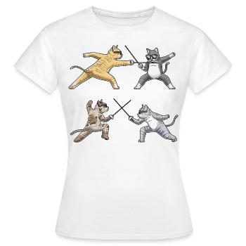 Escrime, Chat, Escrimeur, Épée, Combattant, Escrimeur - T-shirt Femme - blanc - Devant - AI Model Female 172 dark (172cm)