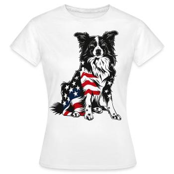 Border Collie Dog 4 juillet Drapeau américain Cadeaux - T-shirt Femme - blanc - Devant - AI Model Female 172 dark (172cm)