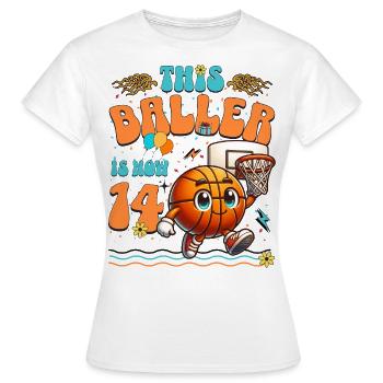 Basketball 14e anniversaire Fête d’anniversaire des enfants - T-shirt Femme - blanc - Devant - AI Model Female 172 dark (172cm)