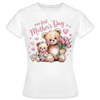 Notre première fête des mères - Ours Maman & Bébé - T-shirt Femme - blanc - Devant - AI Model Female 172 dark (172cm)