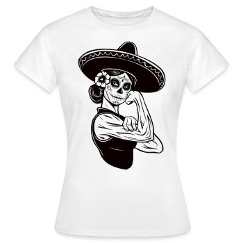 Mexican Calavera Girl with Sombrero - Women's T-Shirt - white - Front - AI Model Female 172 dark (172cm)
