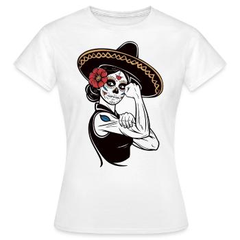 Calavera Girl with Sombrero - Women's T-Shirt - white - Front - AI Model Female 172 dark (172cm)