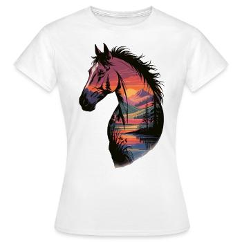 Wildpferd Landschaftskunst - Frauen T-Shirt - Weiß - Vorne - AI Model Female 172 dark (172cm)