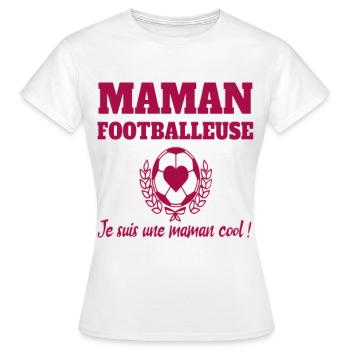 Maman footballeuse humour football cadeau foot - T-shirt Femme - blanc - Devant - AI Model Female 172 dark (172cm)