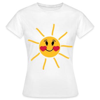 lachende Sonne mit Wangen in Herzform - Frauen T-Shirt - Weiß - Vorne - AI Model Female 172 dark (172cm)