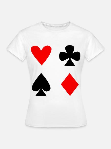 Herz Kreuz Karo Pik Poker Kartenspiel - Frauen T-Shirt - Weiß