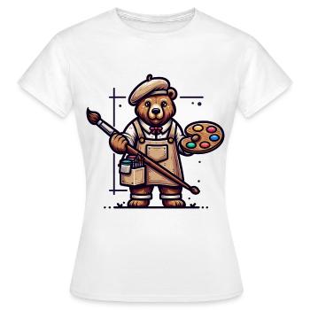 Cute Bear Artist - Women's T-Shirt - white - Front - AI Model Female 172 dark (172cm)