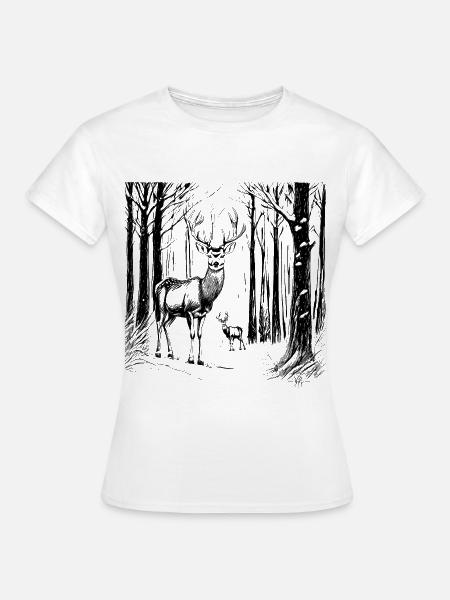 Hirsche im Schnee - Frauen T-Shirt - Weiß