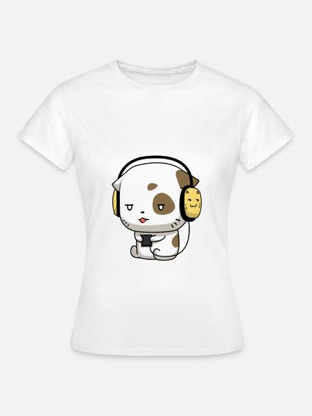 Katze Kopfhörer - Frauen T-Shirt - Weiß