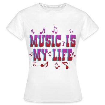 Music is Life vibe, j'aime la musique, la musique pop - T-shirt Femme - blanc - Devant - AI Model Female 172 dark (172cm)