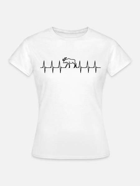 Elch - Herzschlag - Autoaufkleber - Frauen T-Shirt - Weiß