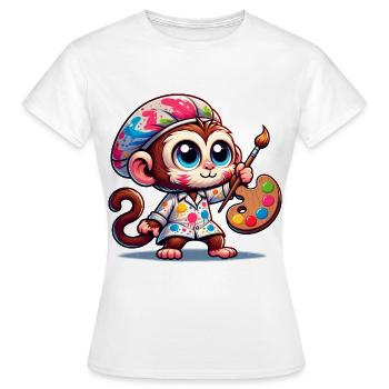 Cute Monkey Artist - Women's T-Shirt - white - Front - AI Model Female 172 dark (172cm)