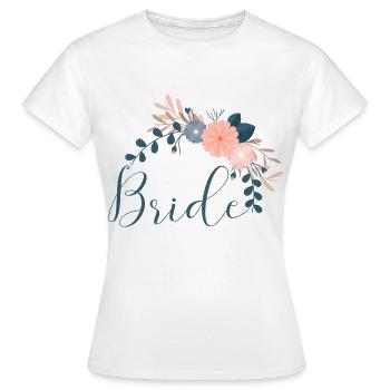 Flower Boho - Bride - Frauen T-Shirt - Weiß - Vorne - AI Model Female 172 dark (172cm)