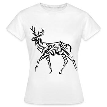 Deer Tribal Tattoo - Women's T-Shirt - white - Front - AI Model Female 172 dark (172cm)