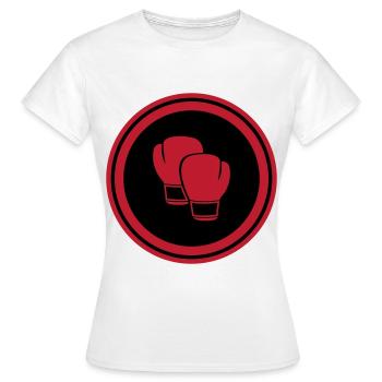 Boxhandschuhe - Frauen T-Shirt - Weiß - Vorne - AI Model Female 172 dark (172cm)