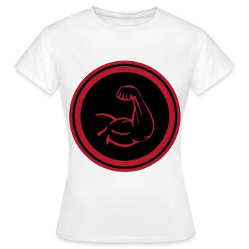 Arm Muskeln Bizeps - Frauen T-Shirt - Weiß - Vorne - AI Model Female 172 dark (172cm)