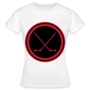 Bâtons de hockey sur glace - T-shirt Femme - blanc - Devant - AI Model Female 172 dark (172cm)
