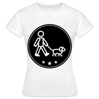 Chien promenant le chien - T-shirt Femme - blanc - Devant - AI Model Female 172 dark (172cm)