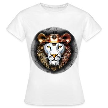 Lion de style rétro steampunk - T-shirt Femme - blanc - Devant - AI Model Female 172 dark (172cm)