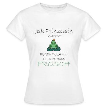 Frosch Prinzessin Küssen Kuss Geschenkidee - Frauen T-Shirt - Weiß - Vorne - AI Model Female 172 dark (172cm)