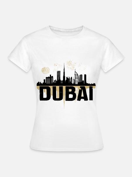 Fuochi d'artificio Dubai Skyline Khalifa - Maglietta da donna - bianco