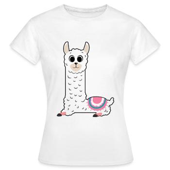 L Lama Lama - T-shirt Femme - blanc - Devant - AI Model Female 172 dark (172cm)