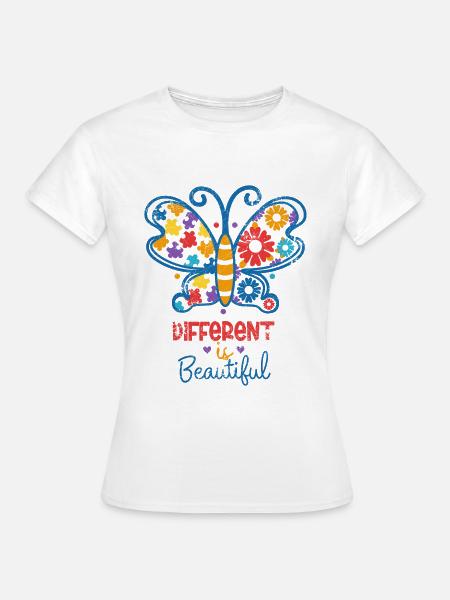 AUTISMUS ANDERS IST SCHÖN SCHMETTERLING ADS SPRUCH - Frauen T-Shirt - Weiß