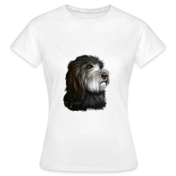 Katalanischer Schäferhund Aquarell Illustration - Frauen T-Shirt - Weiß - Vorne - AI Model Female 172 dark (172cm)