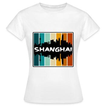 Shanghai China Skyline Silhouette Reisesouvenir - Frauen T-Shirt - Weiß - Vorne - AI Model Female 172 dark (172cm)